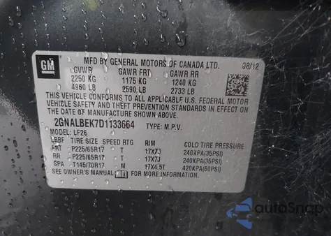 2013 Chevrolet Equinox Ls from USA, damaged, VIN 2GNALBEK7D1133664